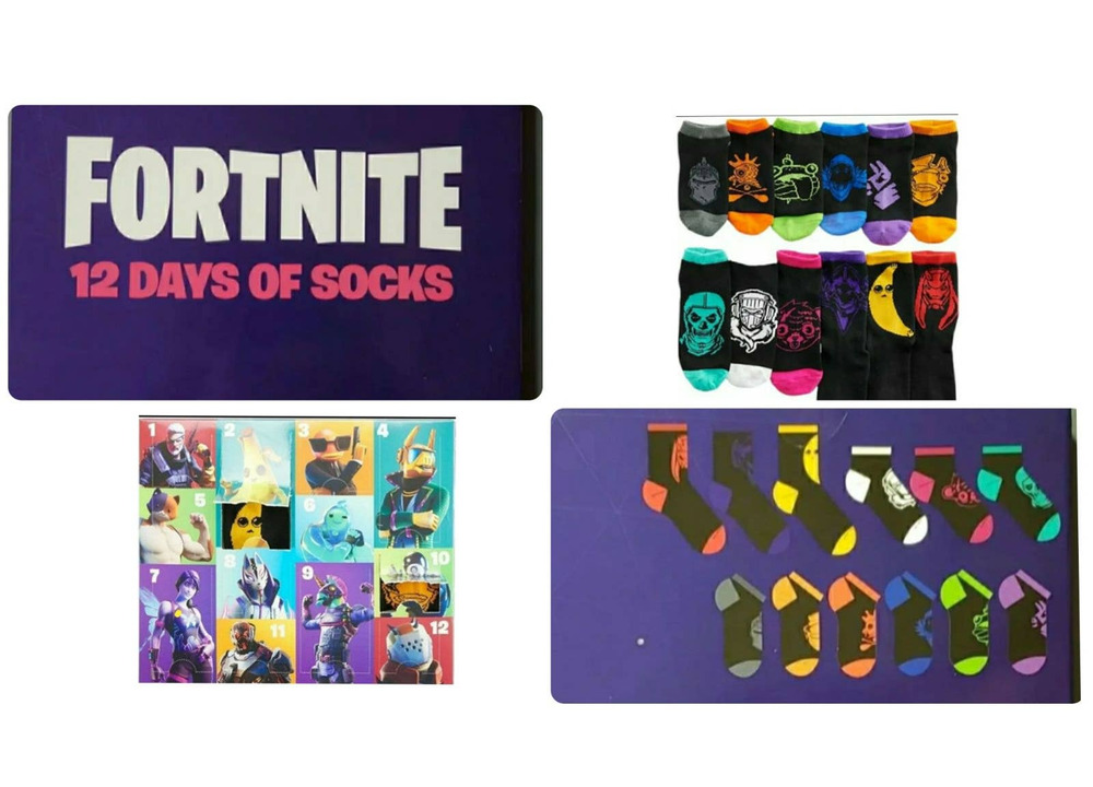 FORTNITE 12 Pairs of Kids Socks • 12 Day Advent Sock Character Gamer Feet Ware